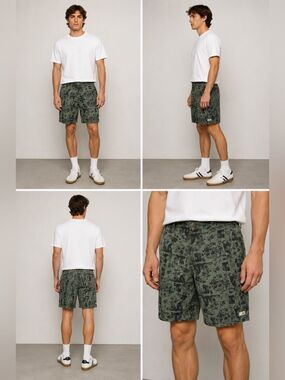 Gotcha Men’s Cargo Cotton Shorts Green Black Size 38W 11” inseam
